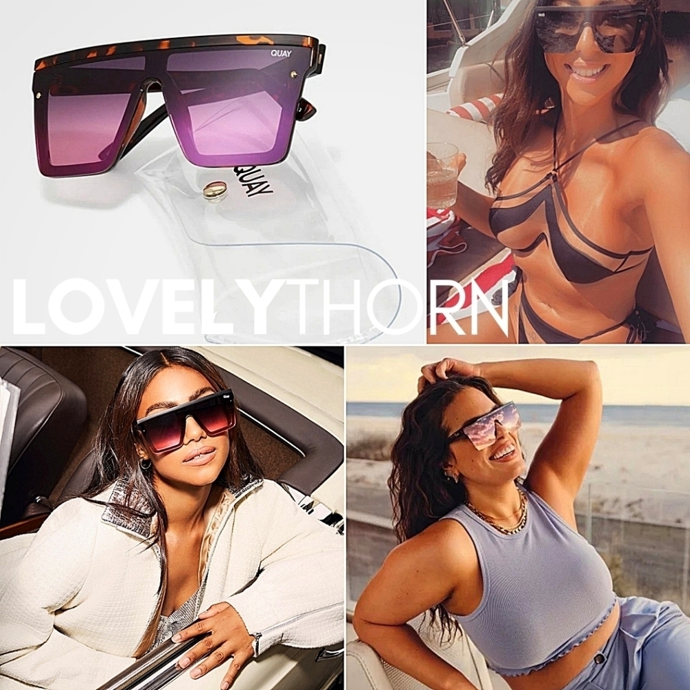 QUAY // ltd ed ashley graham collab tortoise frame black pink mirrored shields - Picture 3 of 16